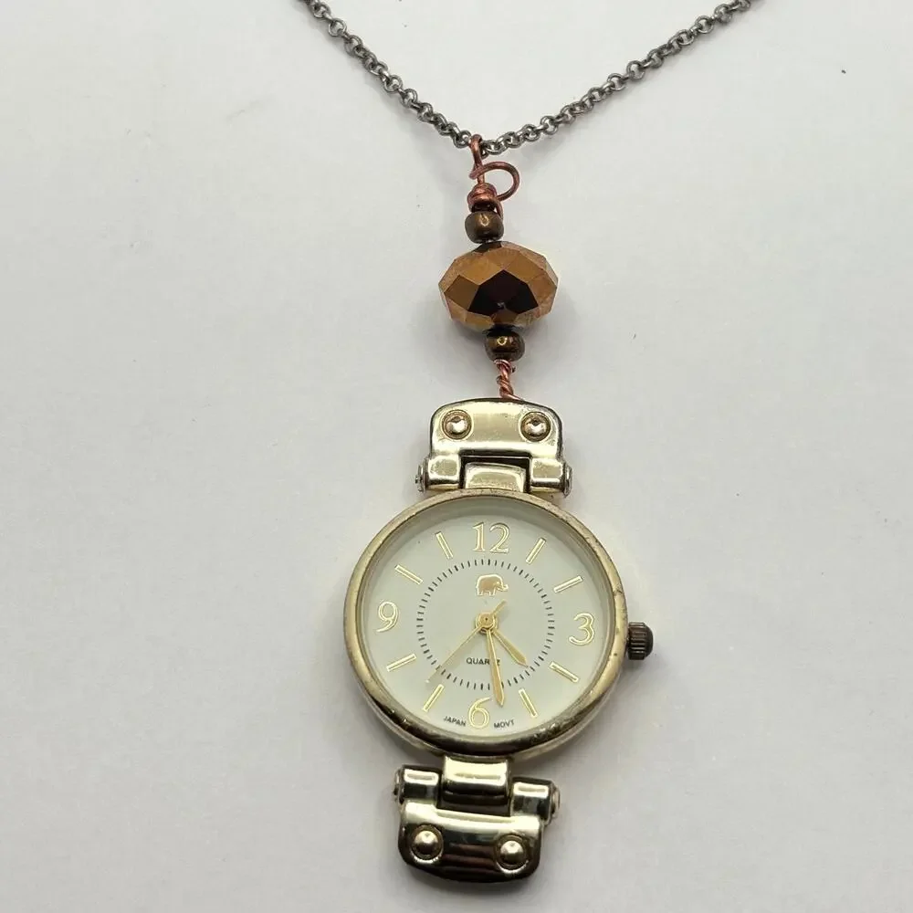 Silver & Copper Elephant Watch Pendant